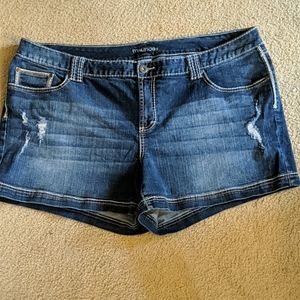 Maurices Dark Wash Light Distressing Jean Shorts